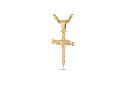 Gold Plated Long Cross Pendant with CZ's